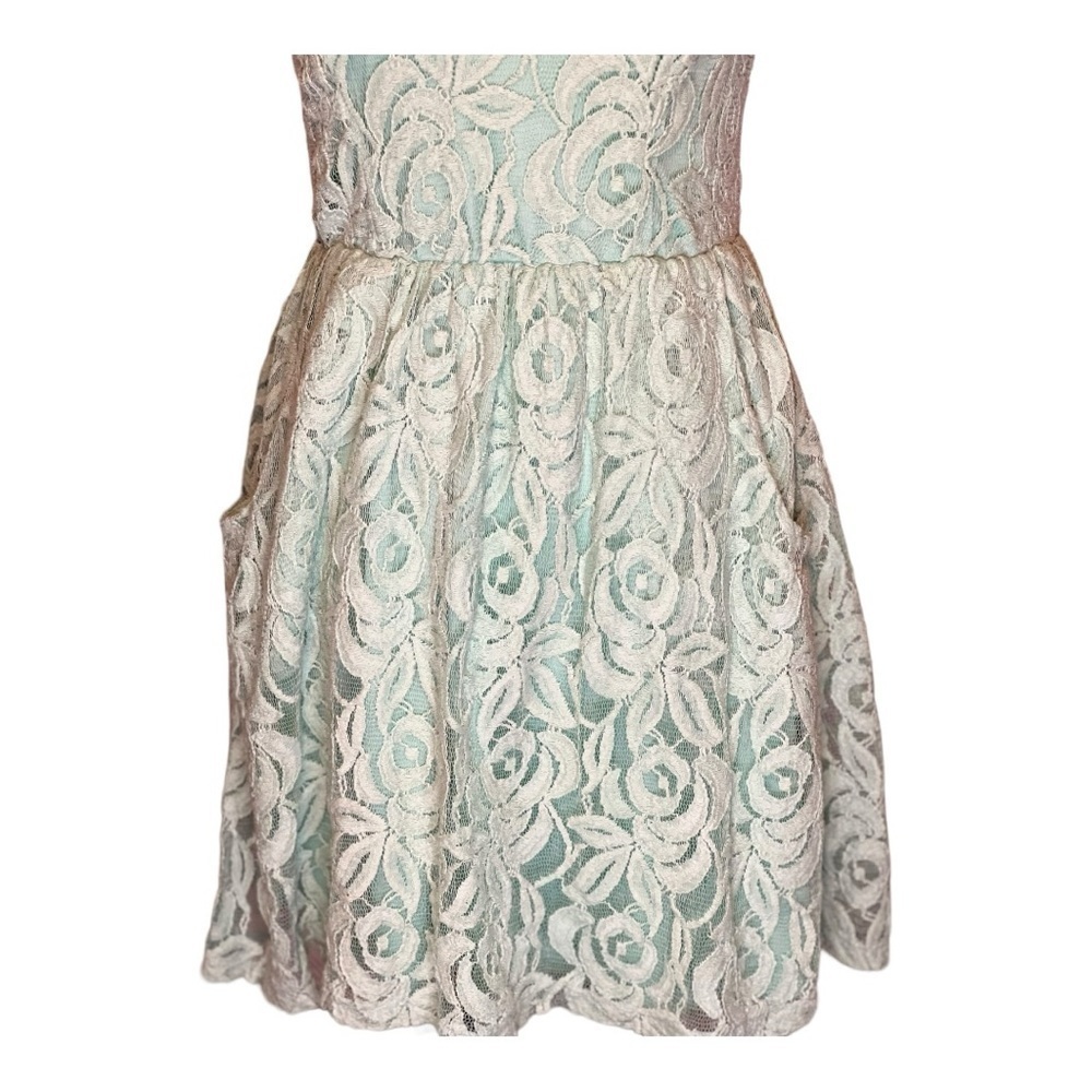 Vanity large blue lace short spaghetti strap dress with POCKETS!! - Picture 4 of 8